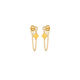 Aretes colgantes con loto y topacio blanco