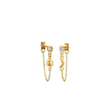 Aretes sol y luna con topacio azul
