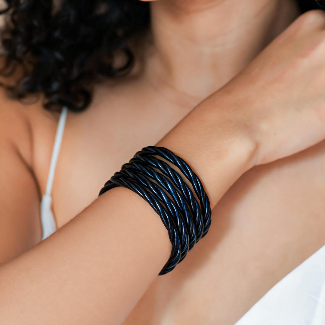 Black Blue Twist Bangle