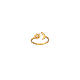 ANILLO ABIERTO DE LUNA Y FLOR DE LOTO
