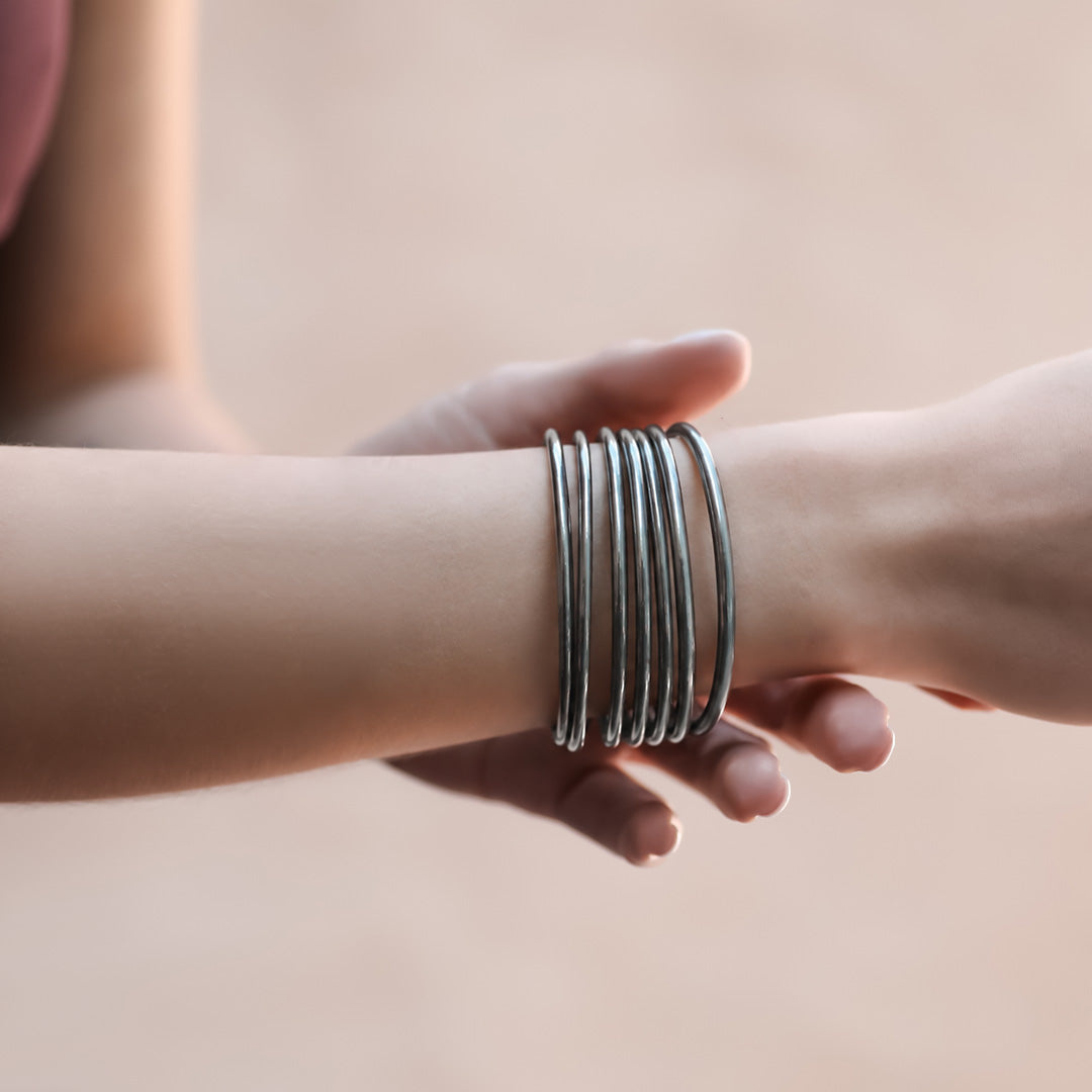 Dark Silver Thin Bangle