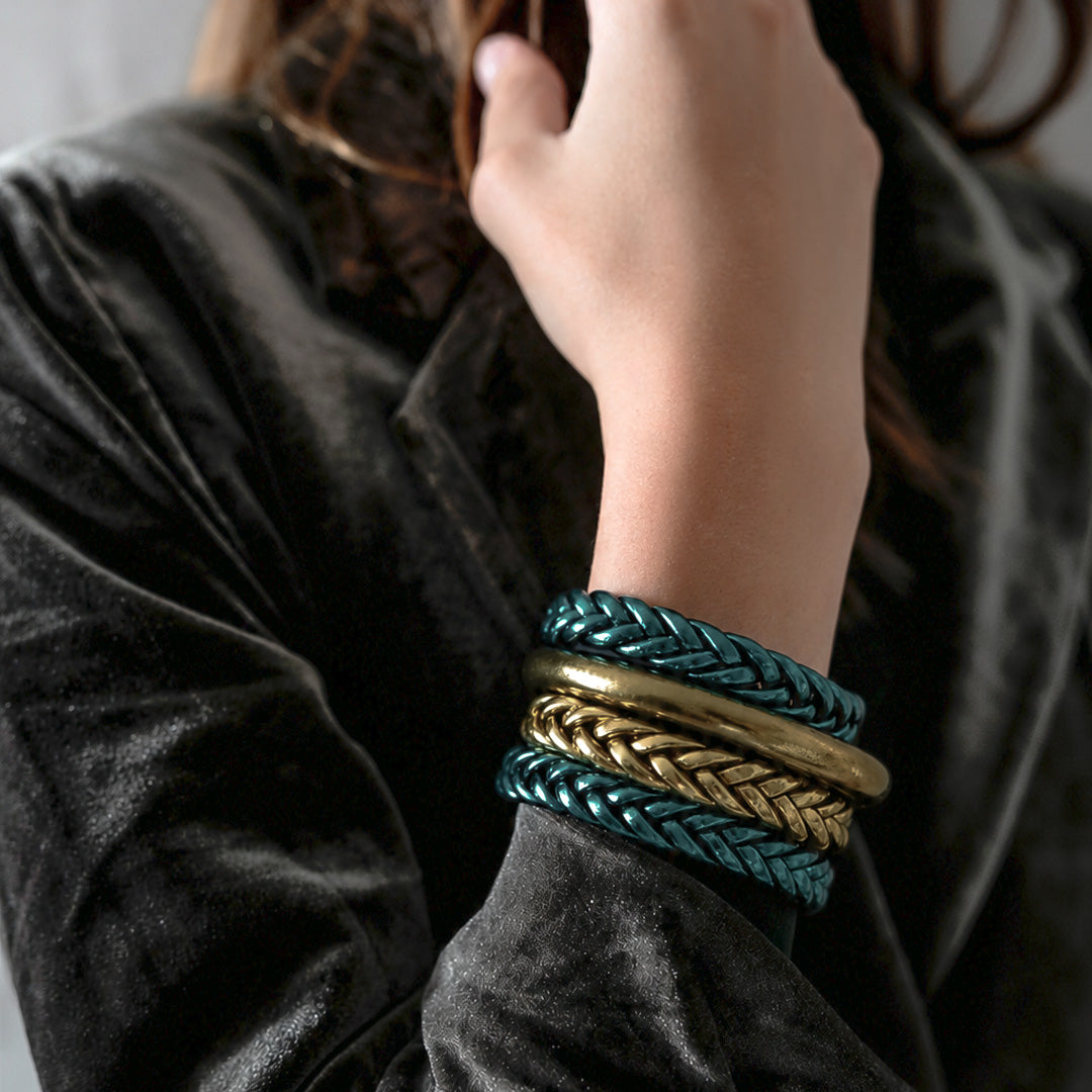 Dark Antique Gold Braid Bangle