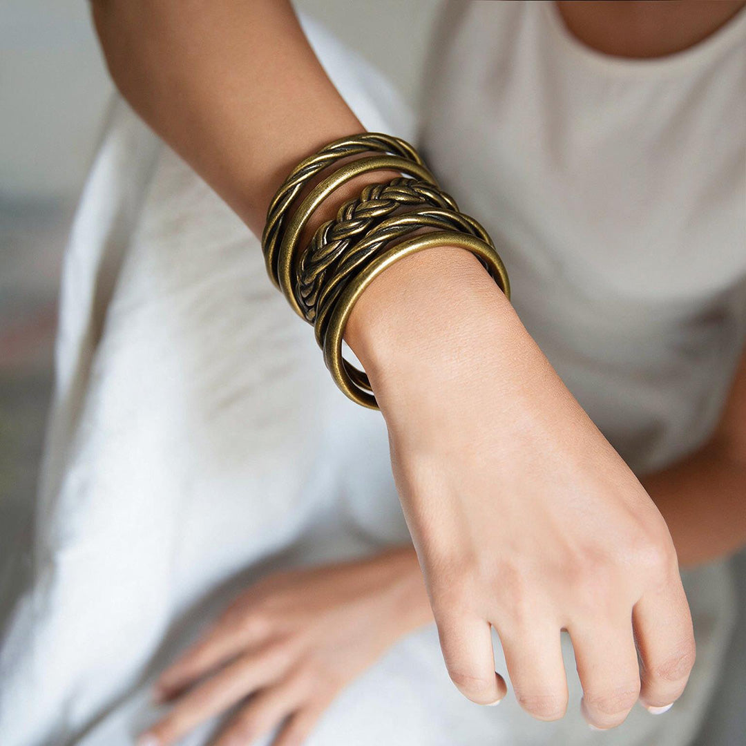 Dark Antique Gold Double Braid Bangle