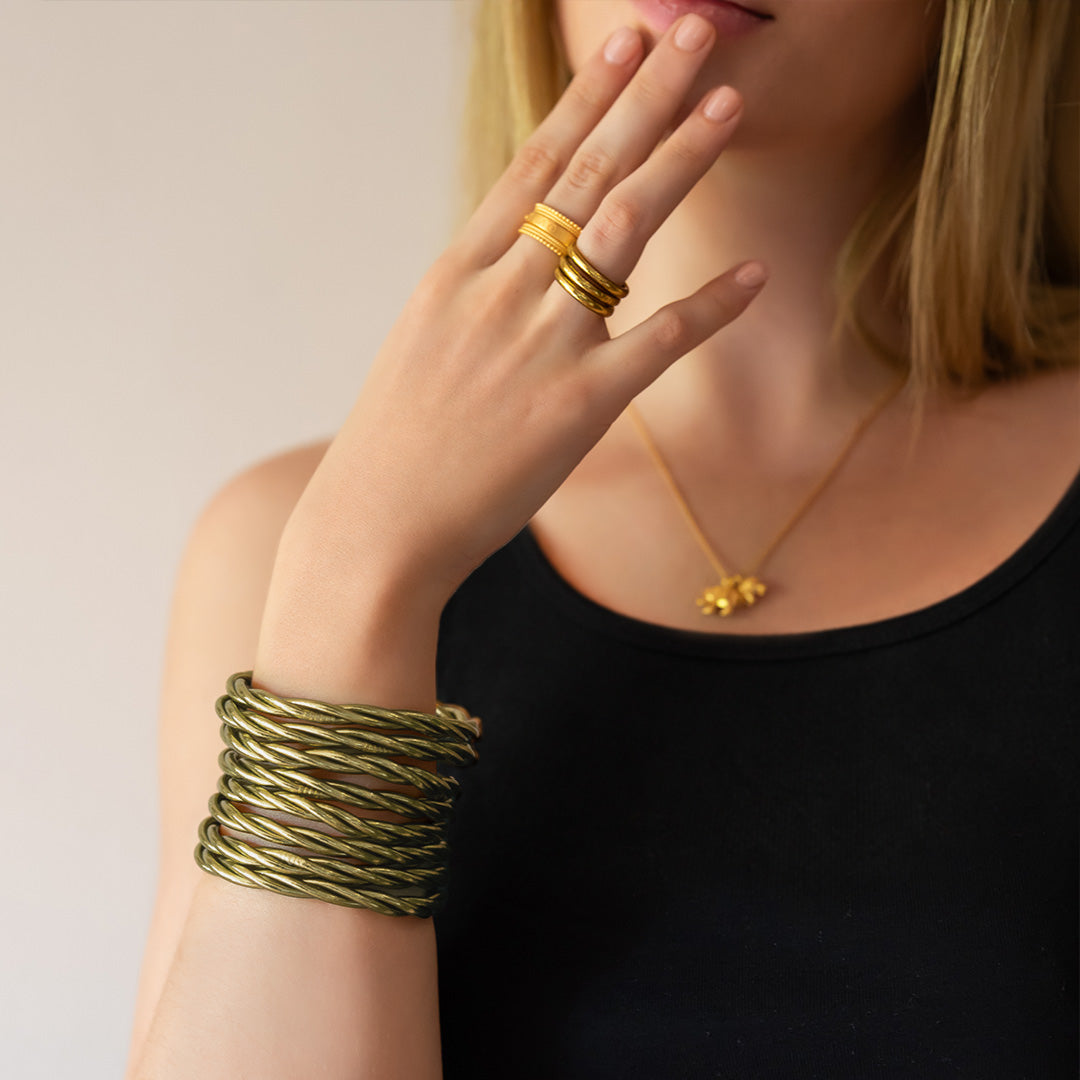 Dark Antique Gold Twist Bangle