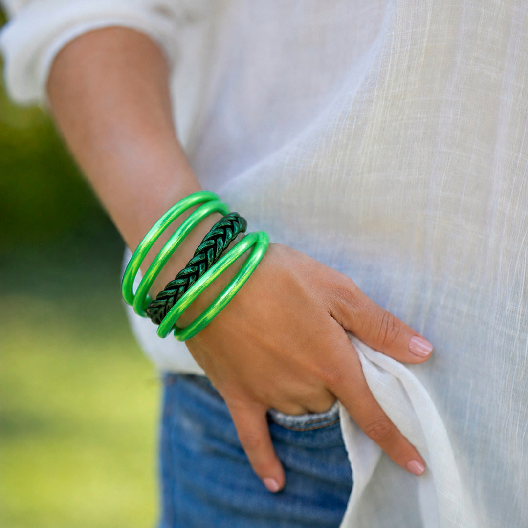 Dark Green Braid Bangle
