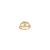 ANILLO DE LA PROTECCION CON OJO DE TOPACIO AZUL