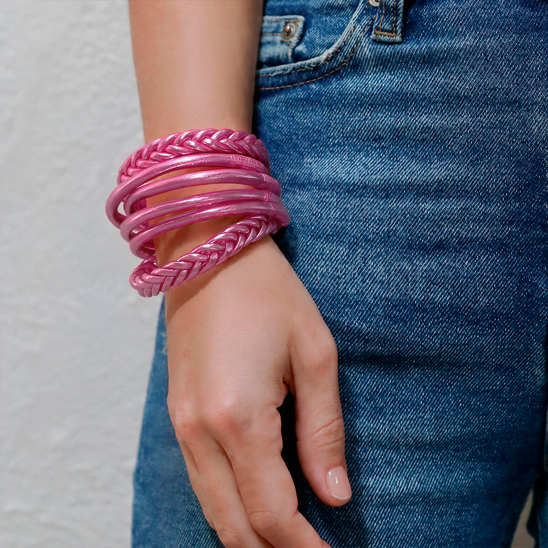 Fucsia Braid Bangle