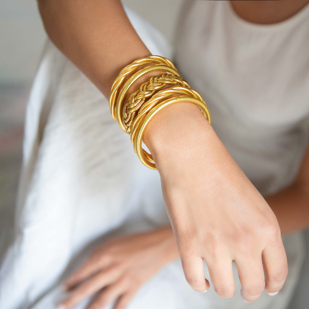 Gold Double Braid Bangle