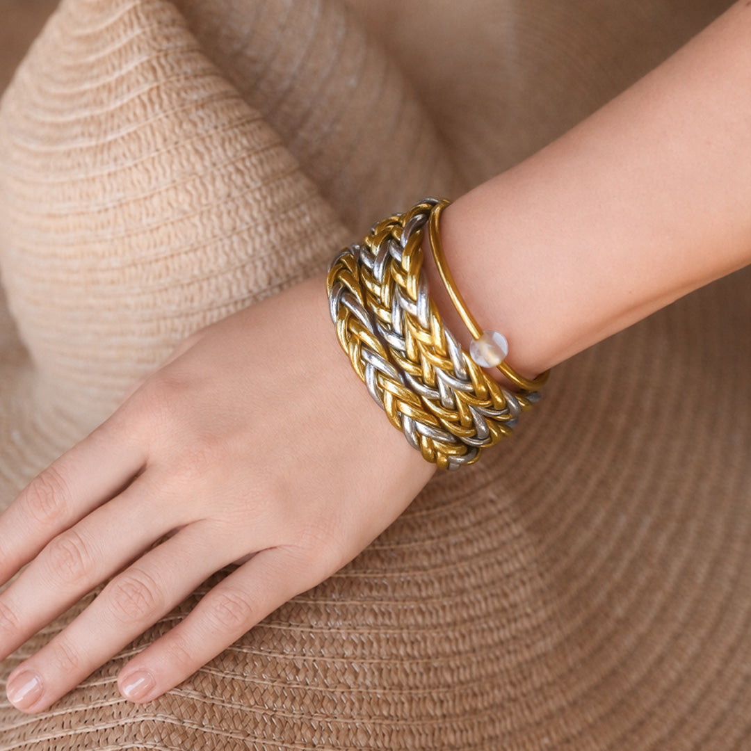 Gold Silver Braid Bangle