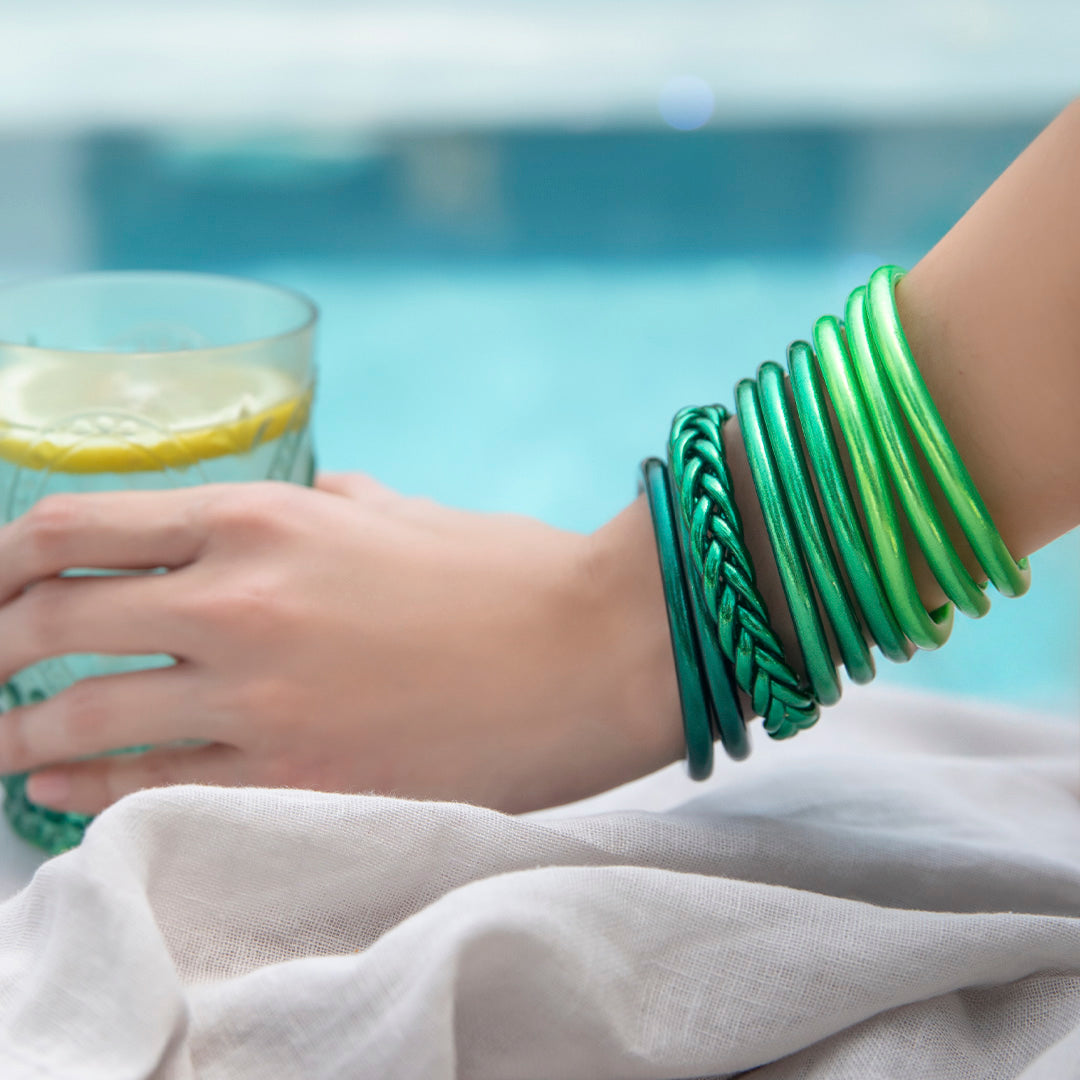 Leaf Green Braid Bangle