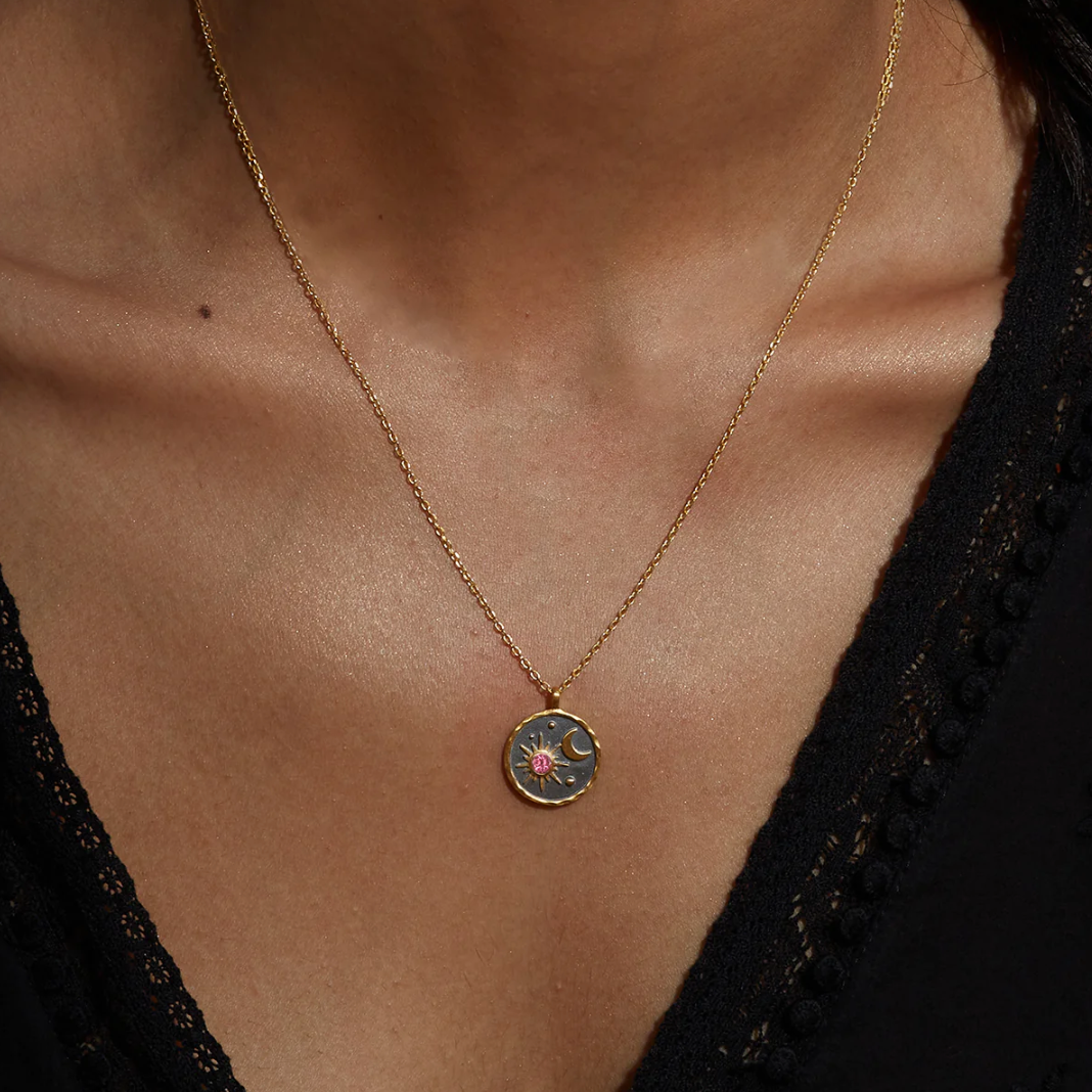 Collar Celestial con Piedra del Mes de Octubre