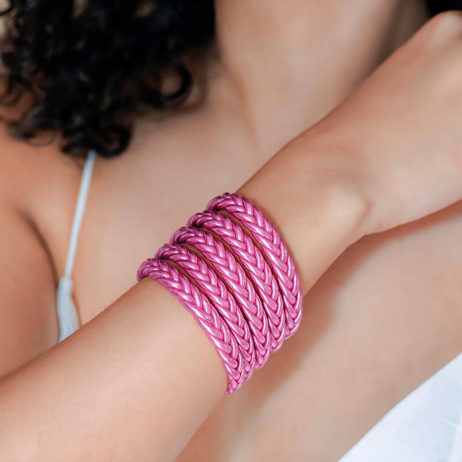 Pink Braid Bangle